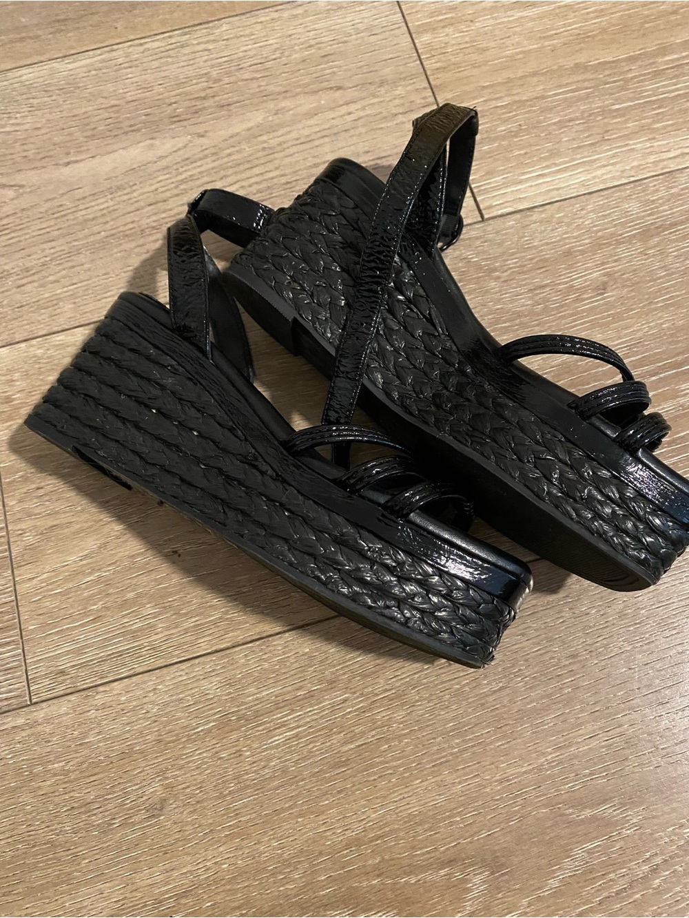 Vince Camuto Black Knotted Strappy Wedge Sandals - Picture 2 of 4
